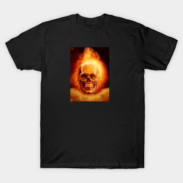 Skull on fire artwork T-Shirt by Dope_Design